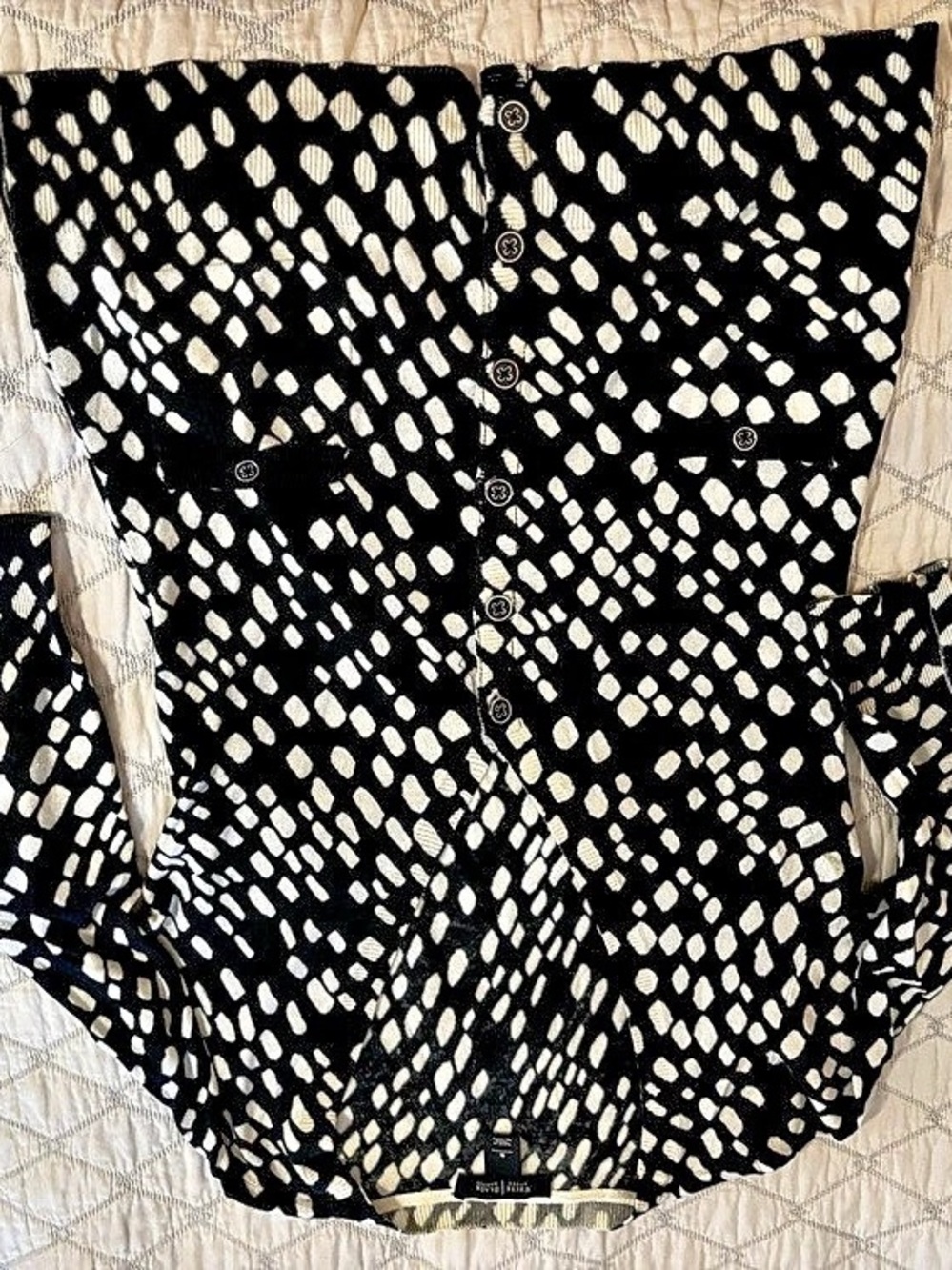 White House Black Market Animal Print Long Sleeve Top Black & White Small